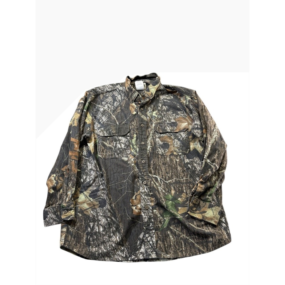 Vintage 90s FieldStaff Mossy Oak Break-Up Camo Button Shirt Mens Large